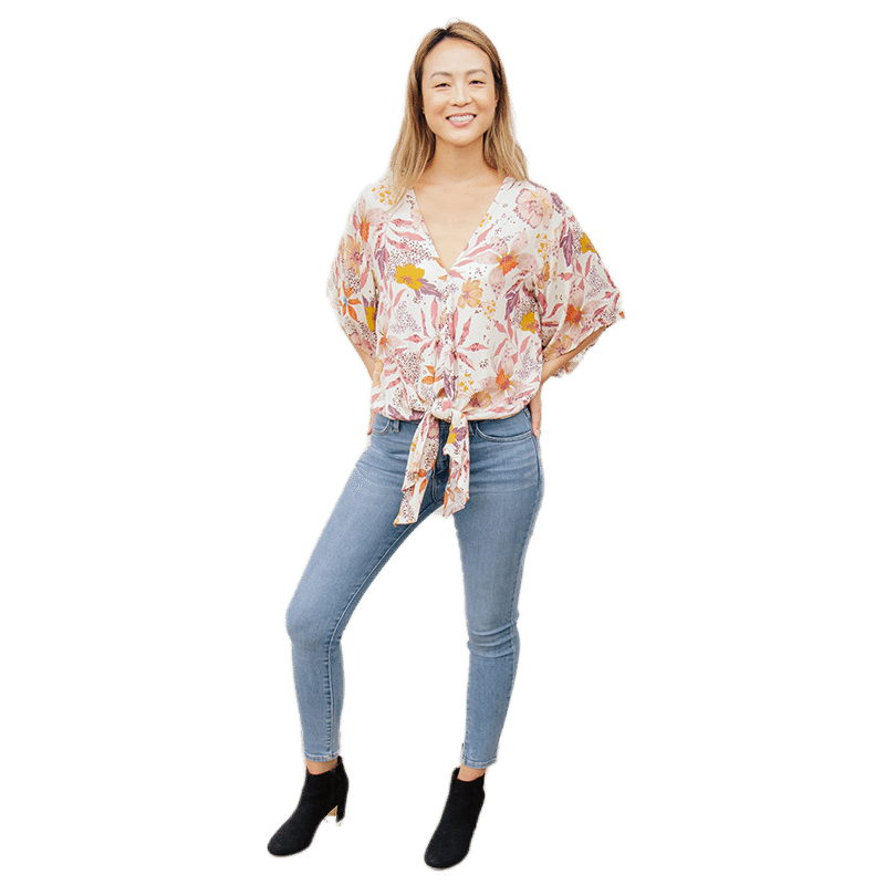 Love Stitch Lorna Tie Front Blouse