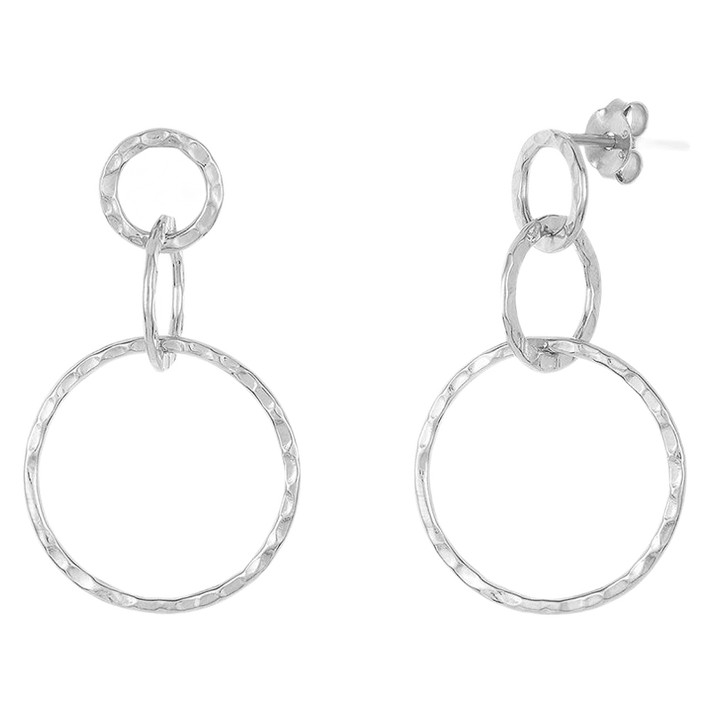 Sterling Silver Hammered Triple Drop Earrings