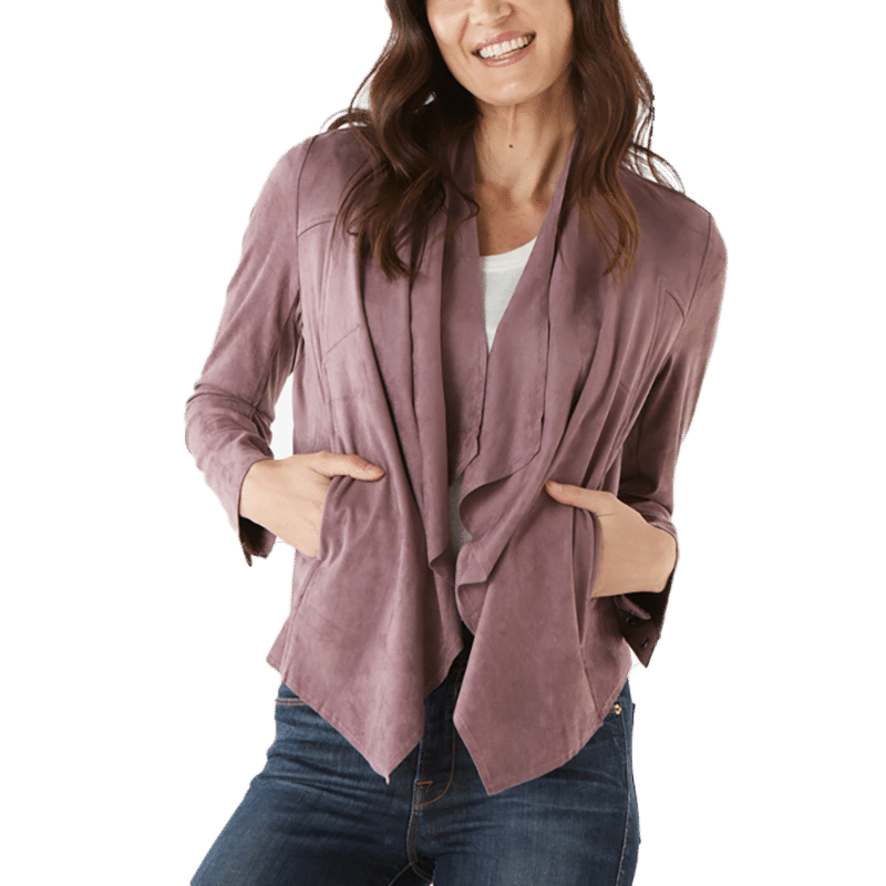 Abigail Faux Suede Drape Jacket S-XL