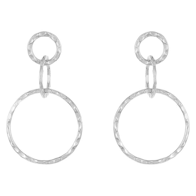 Sterling Silver Hammered Triple Drop Earrings