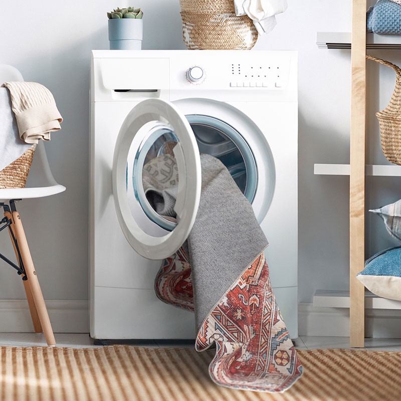 Krystin Machine Washable Distressed Area Rug