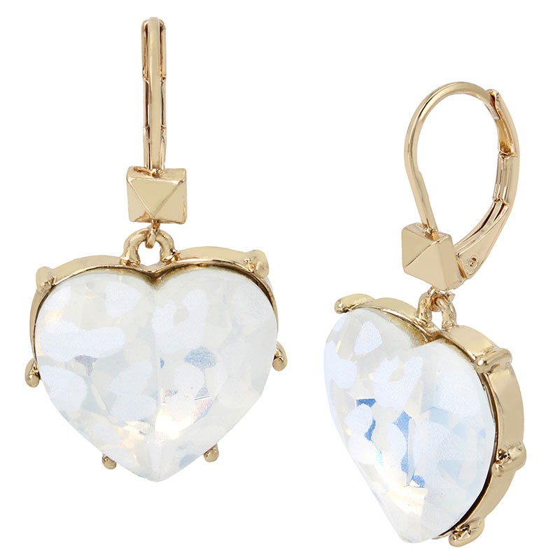 Leopard Heart Lever Back Earrings