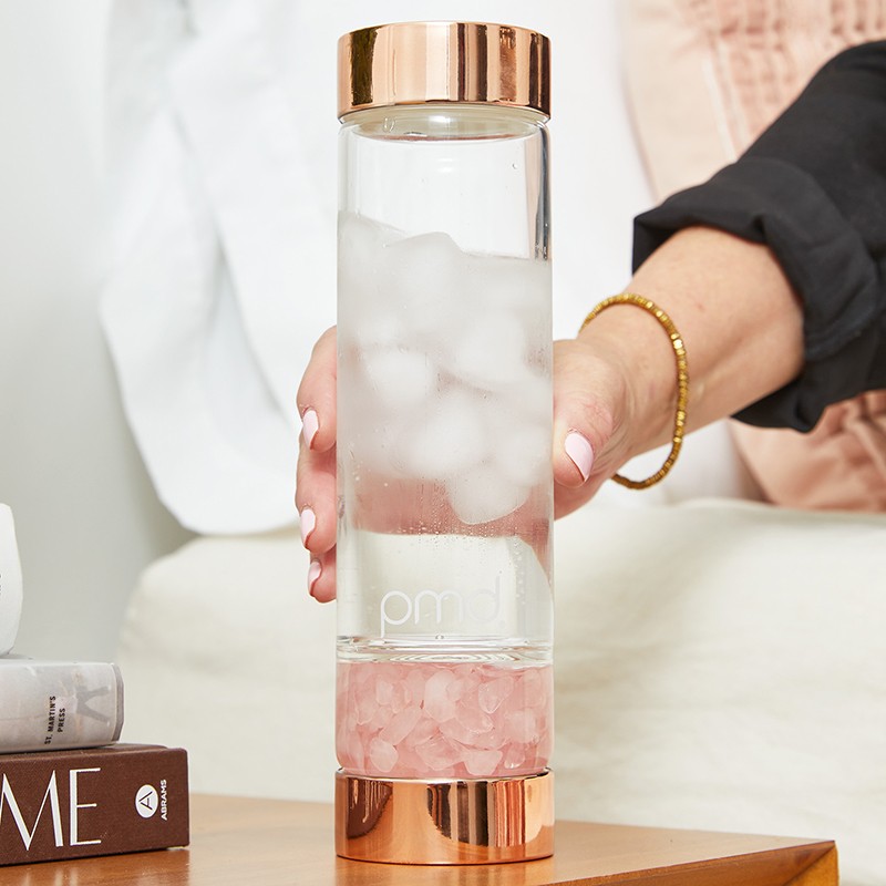 Aqua Rose Quartz Water Bottle with Accessories