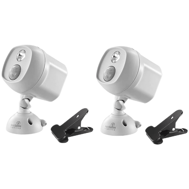 Motion Activated LED Spotlight w/Clamp (2 Pack)