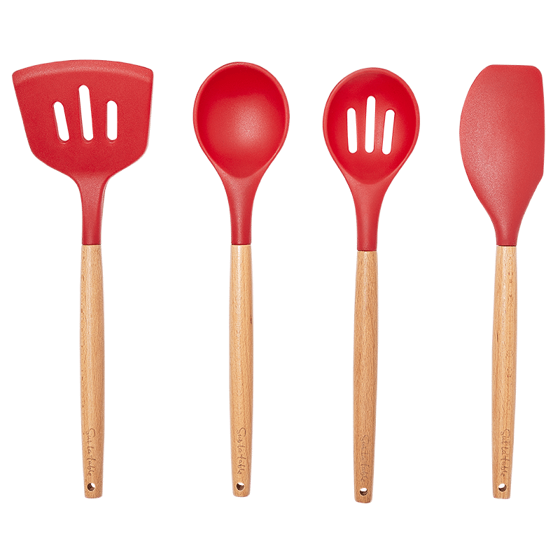4-Piece Silicone Utensil Set in Red