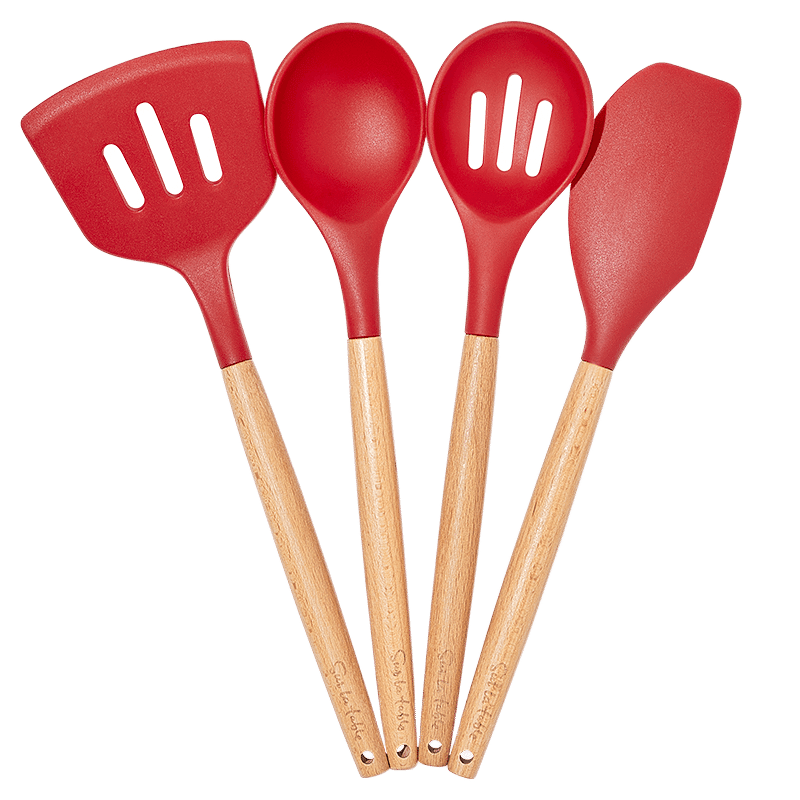 4-Piece Silicone Utensil Set in Red