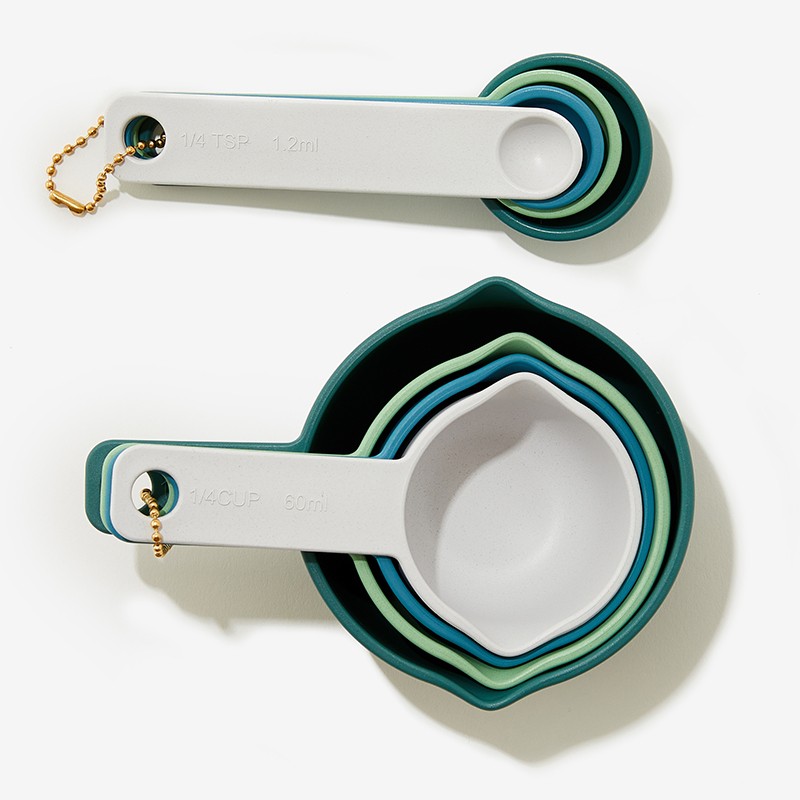 Bamboo Measuring Cups & Spoons (Blue/Green)