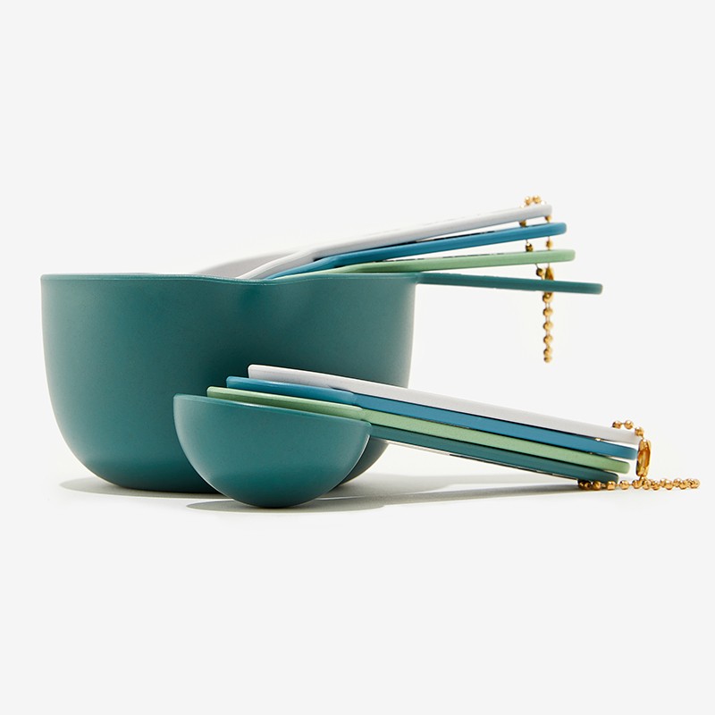 Bamboo Measuring Cups & Spoons (Blue/Green)
