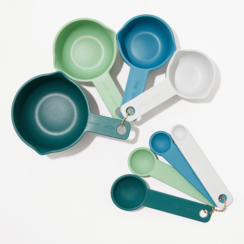 Bamboo Measuring Cups & Spoons (Blue/Green)
