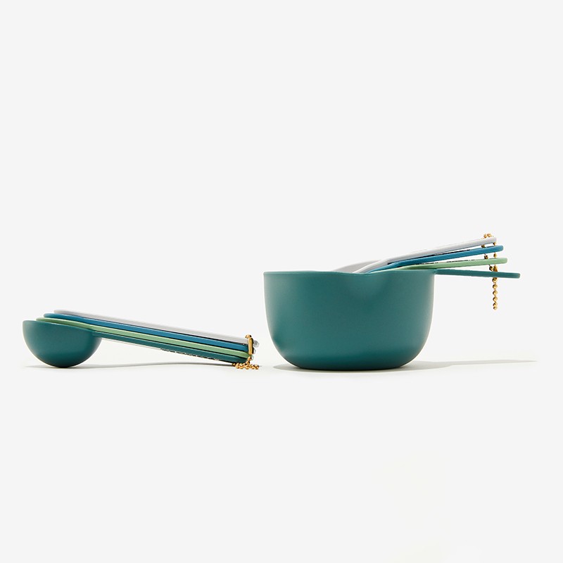 Bamboo Measuring Cups & Spoons (Blue/Green)