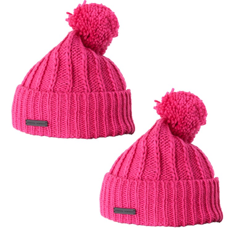 Rebecca Minkoff Ribbed Beanie - Hot Pink