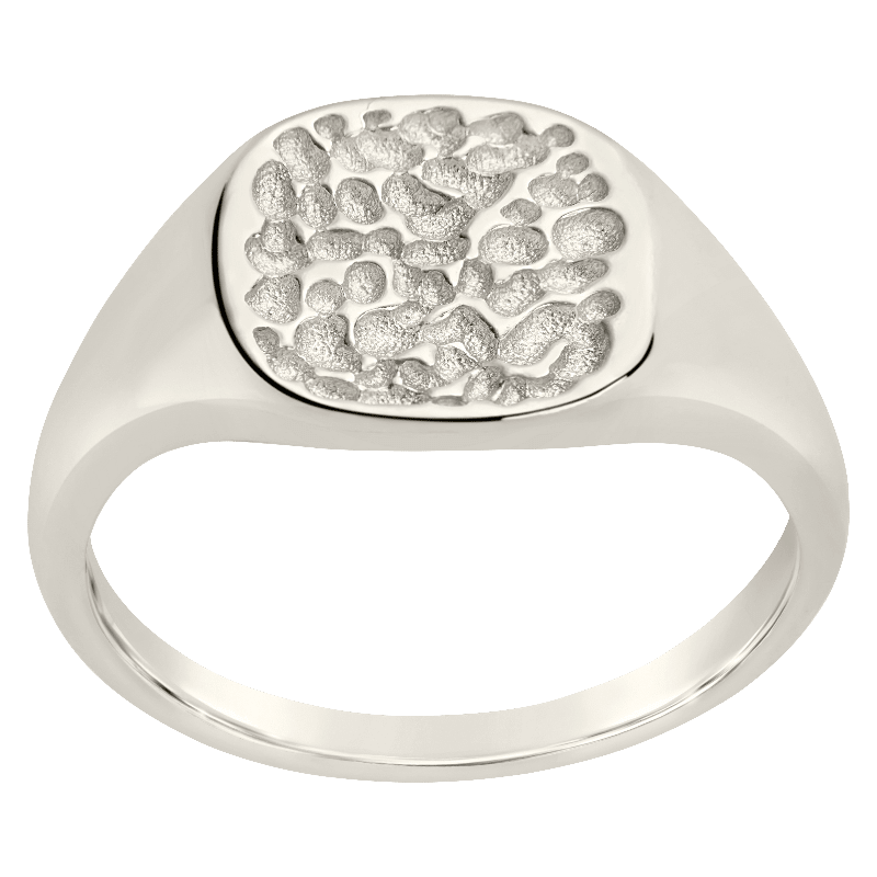 Hammered Square Signet Ring