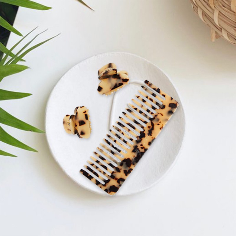 Tortoise Shell Comb & Clip Set