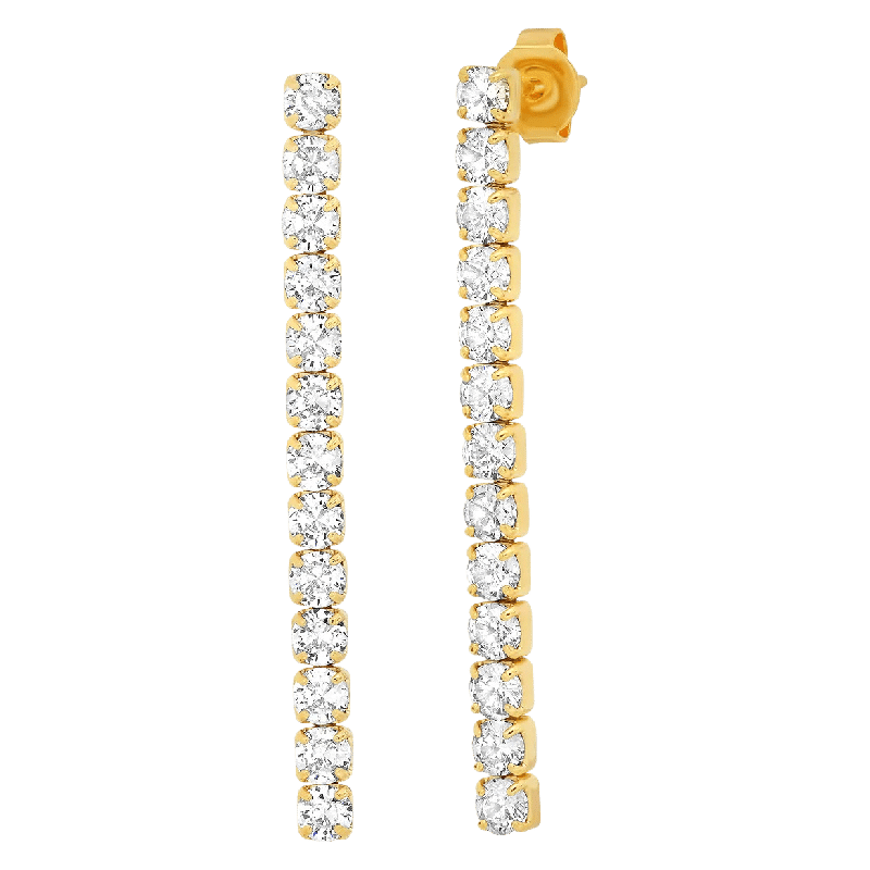 CZ Linear Drop Earrings