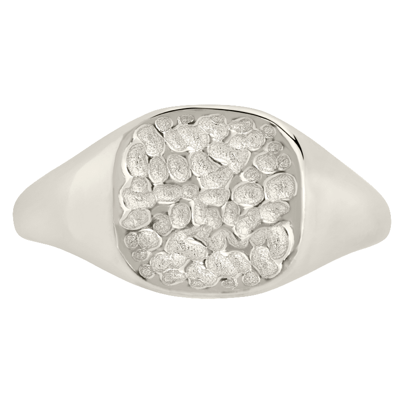 Hammered Square Signet Ring