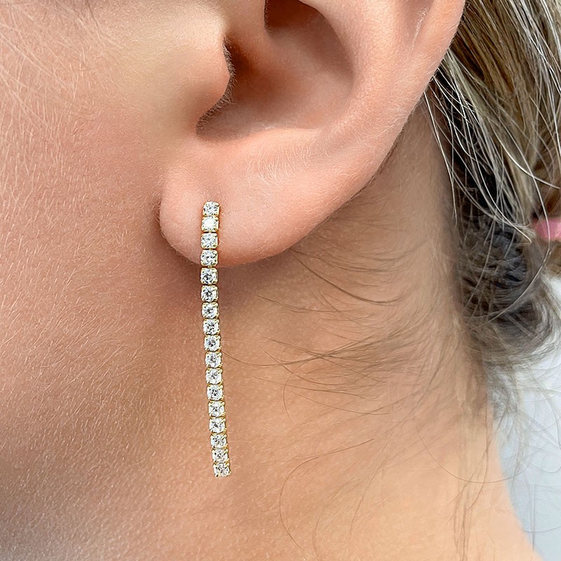CZ Linear Drop Earrings