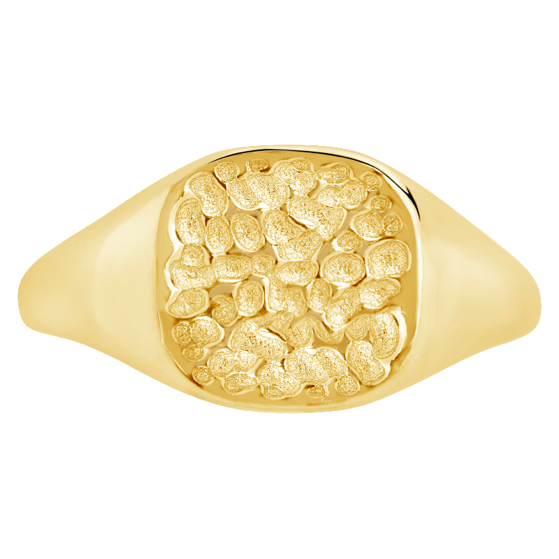Hammered Square Signet Ring