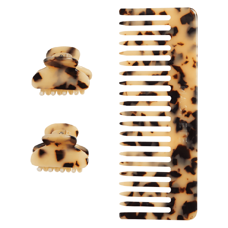 Tortoise Shell Comb & Clip Set