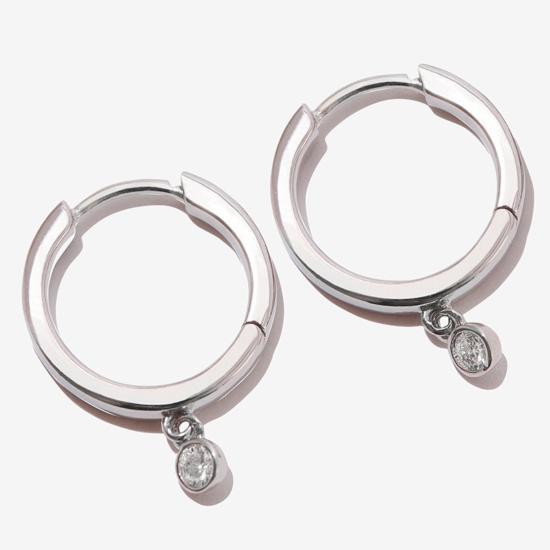 Sterling Silver Hoop with Lab Grown Diamonds