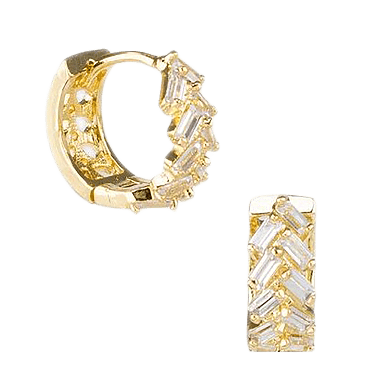 4 CTTW Baguette CZ Huggie Hoops