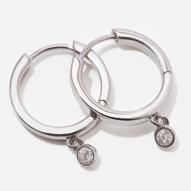 Sterling Silver Hoop with Lab Grown Diamonds