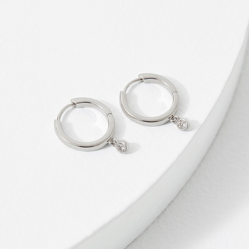 Sterling Silver Hoop with Lab Grown Diamonds