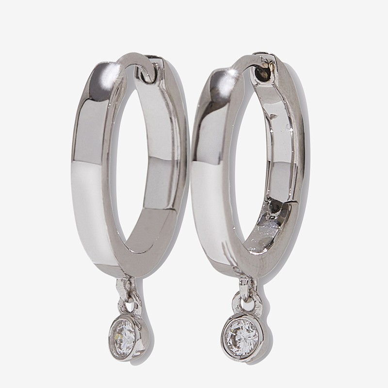 Sterling Silver Hoop with Lab Grown Diamonds