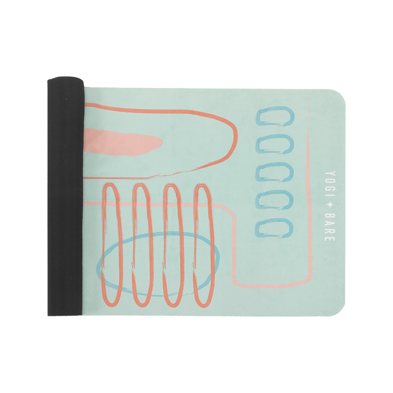 Travel Yoga Mat with Pouch- Abstract Green