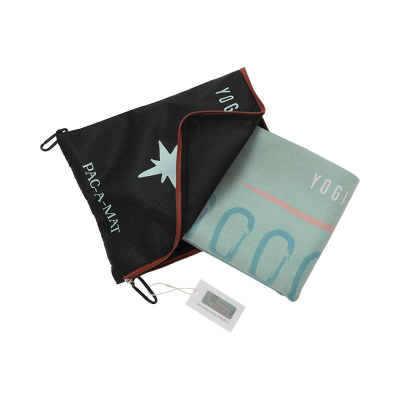 Travel Yoga Mat with Pouch- Abstract Green