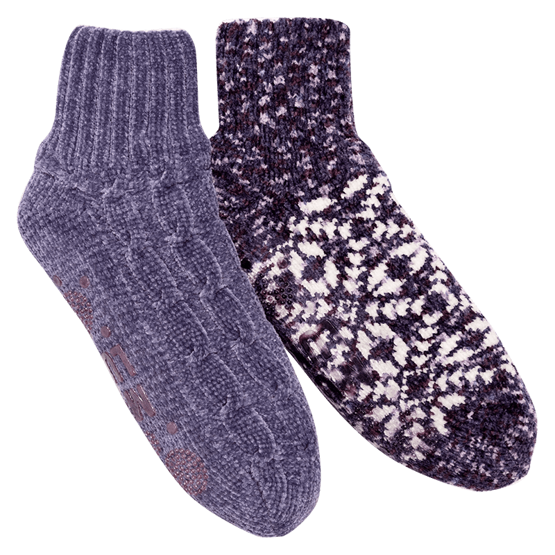 Chenille Cabin Socks (2 Pair Pack) in Amethyst S/M