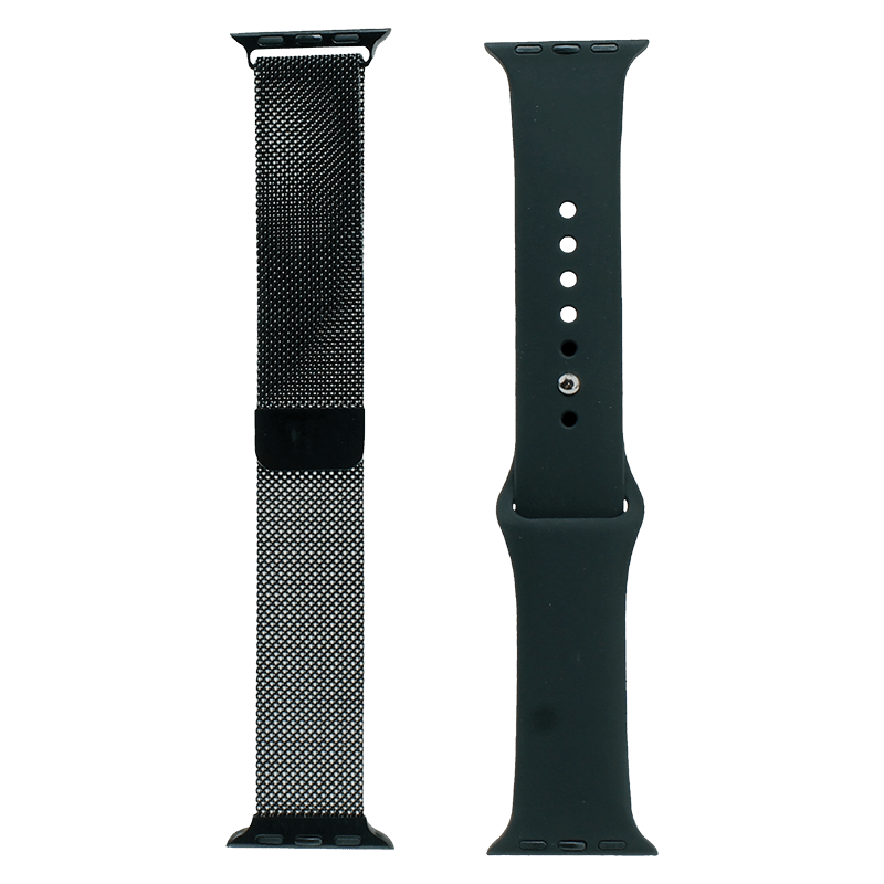 2 Pack Stainless Steel / Flexible Silicone Bands