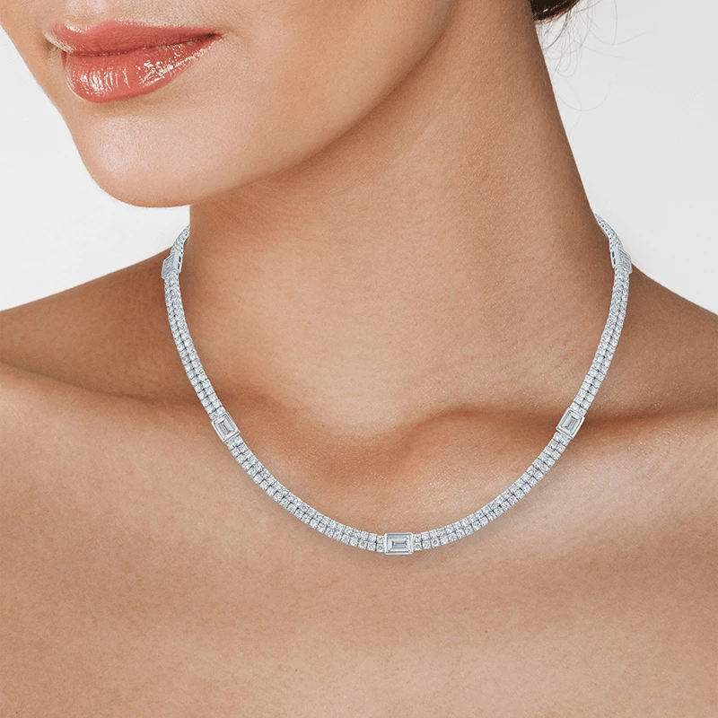 16Cttw Flexi Emerald Station Tennis Necklace by CZ by