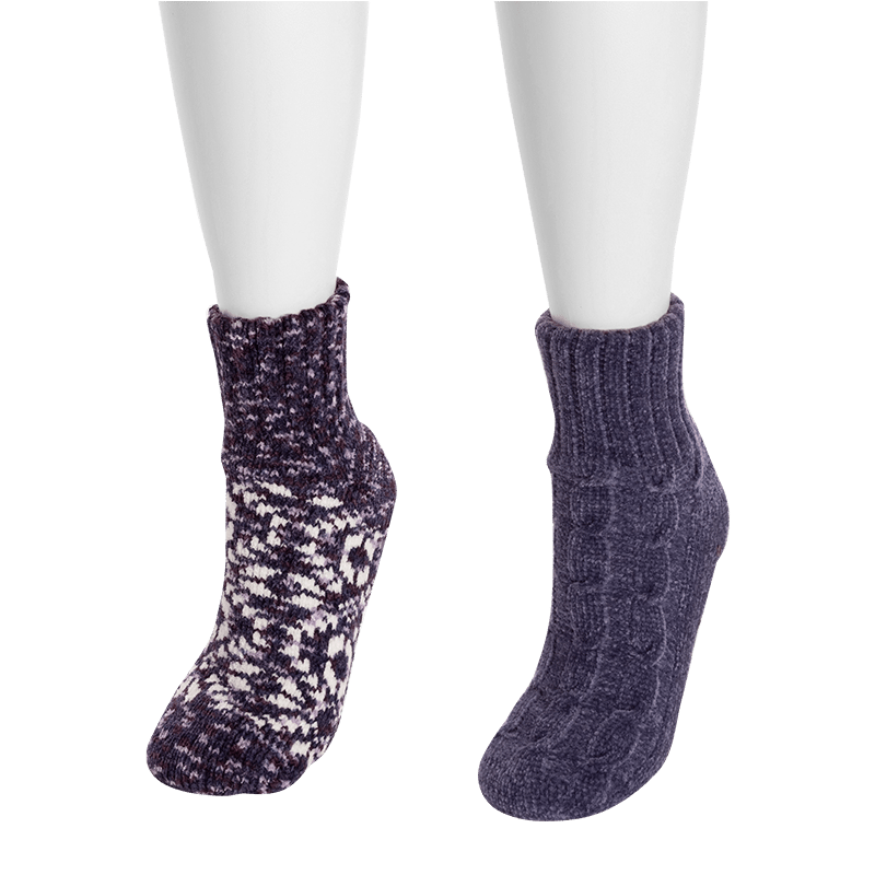 Chenille Cabin Socks (2 Pair Pack) in Amethyst S/M