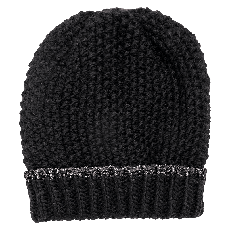 Lurex Cuff Cap in Ebony
