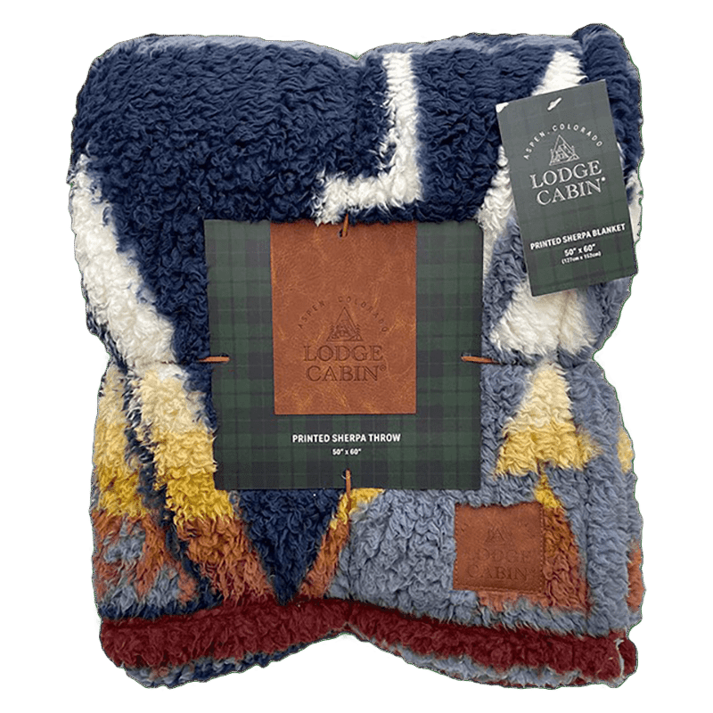Printed Aztec Sherpa Throw