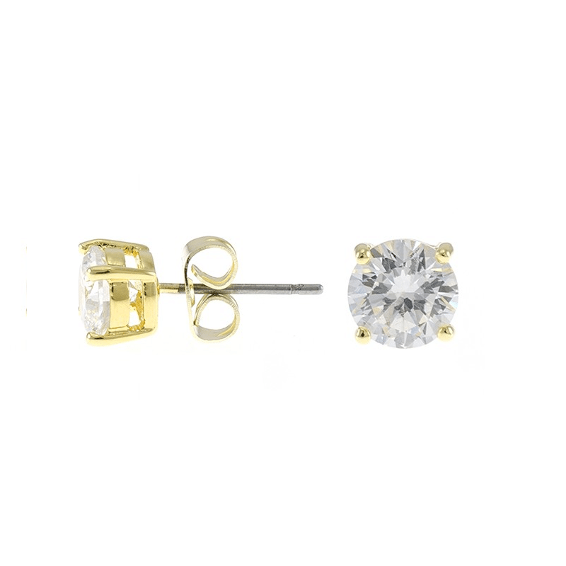 2 CTTW Round Cz Earrings Post Luxe Classic In Gold