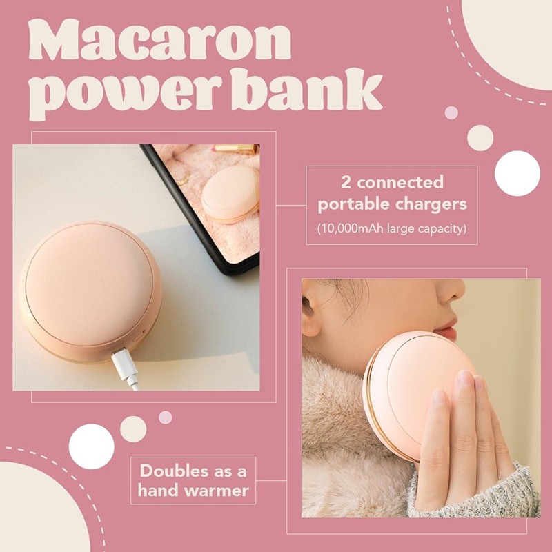 Macaron Power Bank & Hand Warmer with Mirror