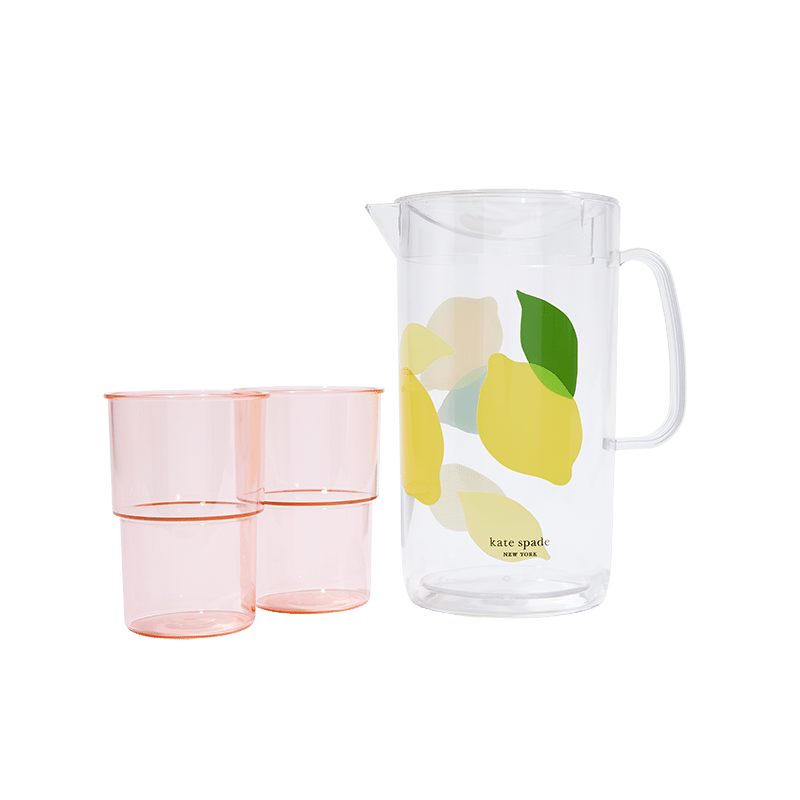 Lemon Pitcher & Set of 2 Cups