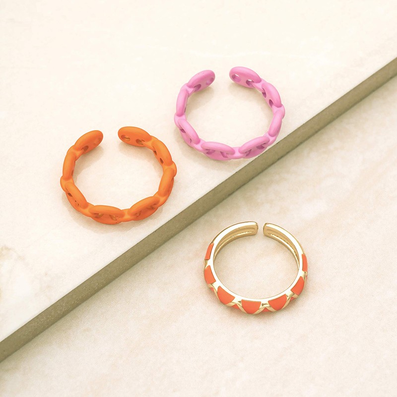 Festival Fun Orange & Pink Ring Set