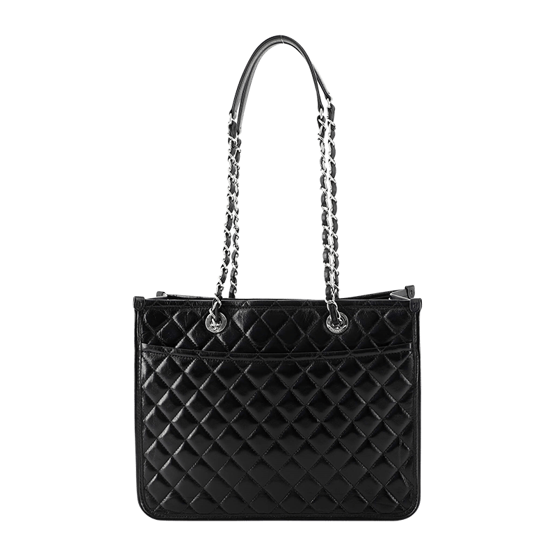Chanel Working Vibe Chain Shopping Tote Quilted Aged Calfskin Large