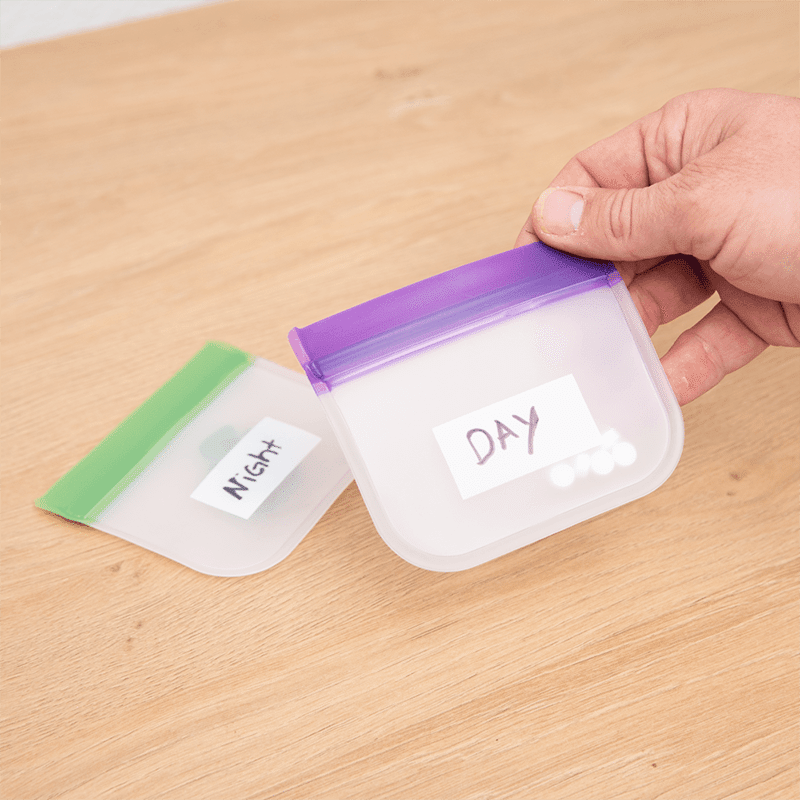 Weekly 7 Day Printed Reusable Pill Organizer Bags