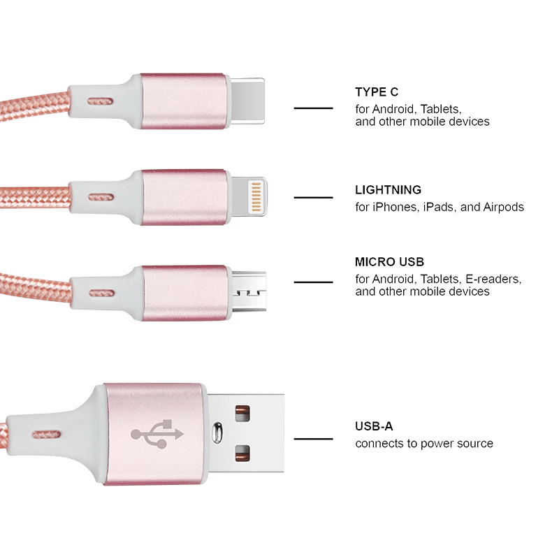 6' 3 in 1 Charging Cable