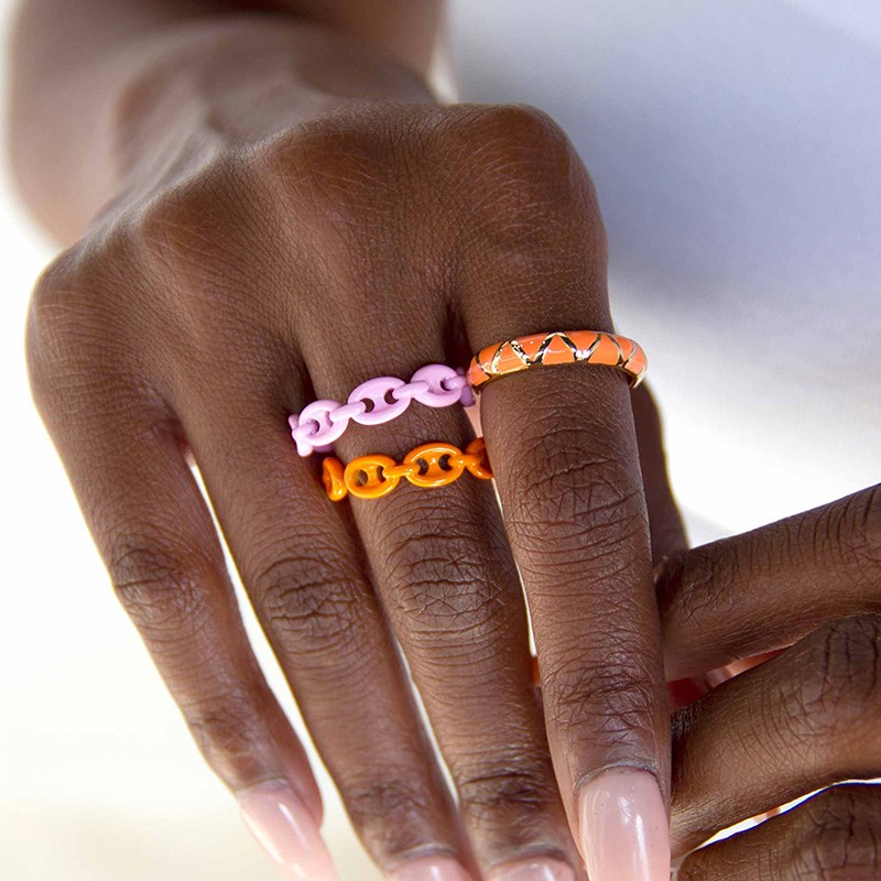 Festival Fun Orange & Pink Ring Set