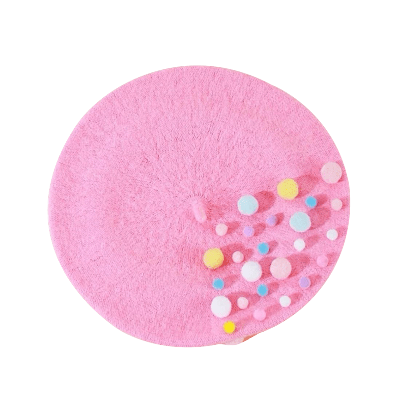 Pink Pom Pom Beret