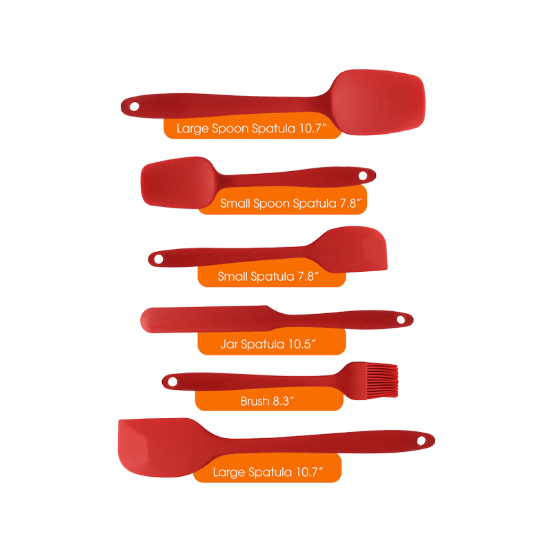 6 Piece Red Silicone Spatula Set