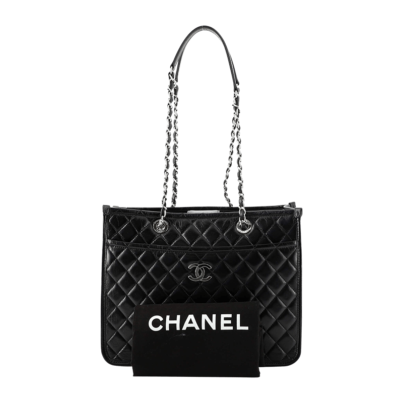 Chanel Working Vibe Chain Shopping Tote Quilted Aged Calfskin Large