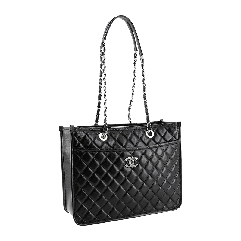Chanel Working Vibe Chain Shopping Tote Quilted Aged Calfskin Large