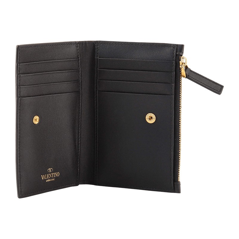 Valentino Garavani Vlogo Bifold Coin Card Holder Leather
