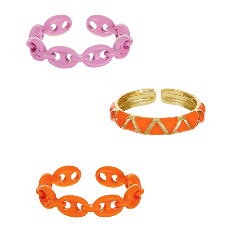 Festival Fun Orange & Pink Ring Set