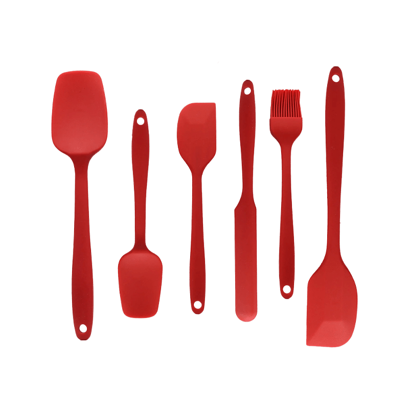 6 Piece Red Silicone Spatula Set
